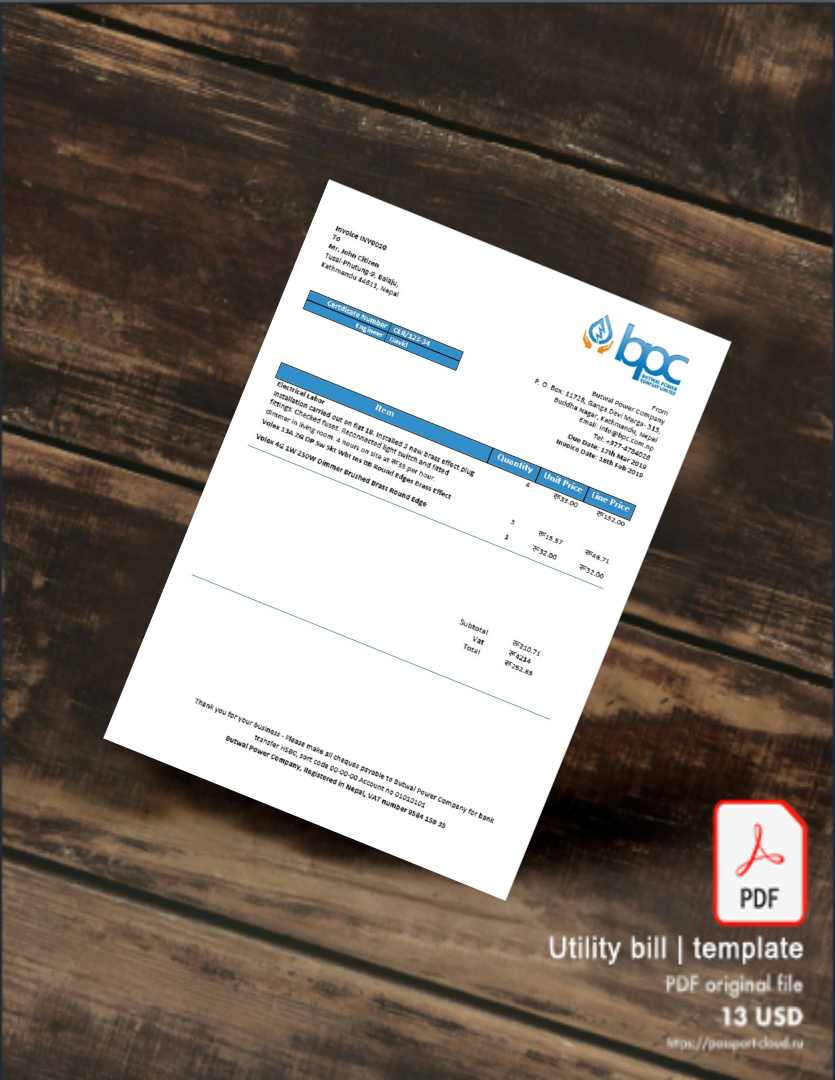 Utility bill | Albanian Power | Albania